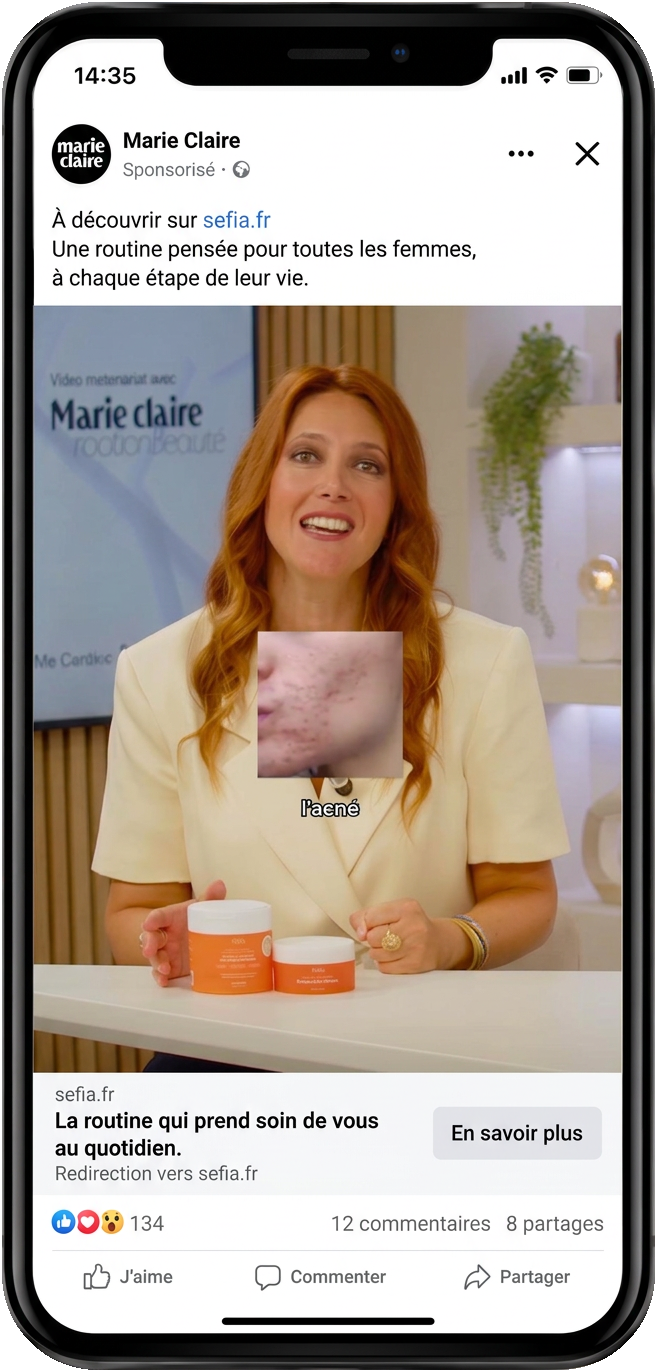 Publicité Facebook Sefia sponsorisée, redirection vers sefia.fr